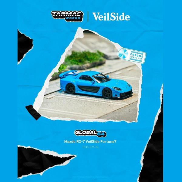 Pictrue of a Mazda RX-7 VeilSide Fortune7 1/64 Diecast Car by Tarmac Works T64G-075-BL