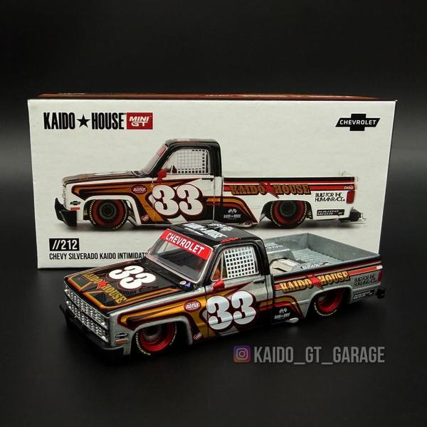 The Ch of the Chevrolet Silverado Kaido Intimidator 1/64 Diecast Car by Kaido House