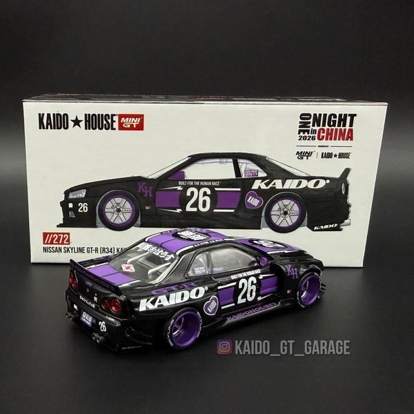 The Rear of the Nissan Skyline GT-R (R34) Kaido Works 1/64 Diecast Car by Kaido House