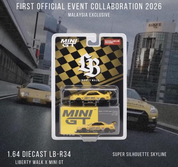The Bl2 of the Nissan Skyline GT-R (R34) LB-ER34 Super Silhouette 1/64 Diecast Car by Mini GT