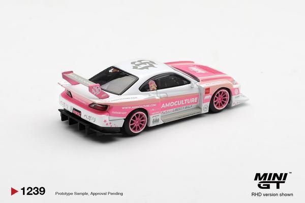 The Rear of the Nissan Silvia (S15) LB-Super Silhouette Works 1/64 Diecast Car by Mini GT