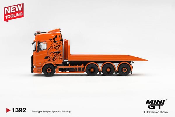 The Image-2 of the Scania 770S B8x4NA Hooklift Flatbed 1/64 Diecast Car by Mini GT