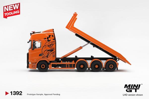 The Image-5 of the Scania 770S B8x4NA Hooklift Flatbed 1/64 Diecast Car by Mini GT