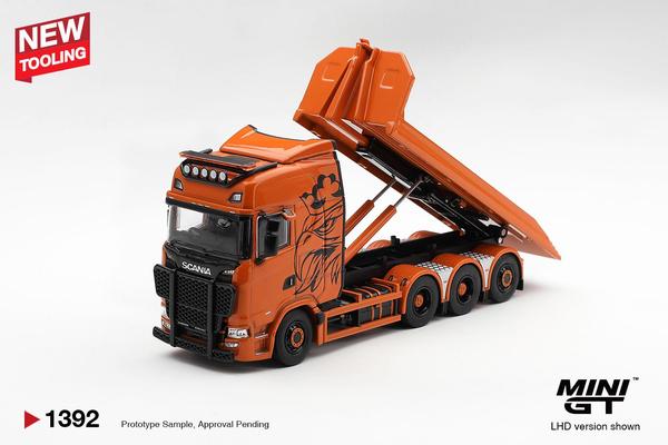 The Image-7 of the Scania 770S B8x4NA Hooklift Flatbed 1/64 Diecast Car by Mini GT