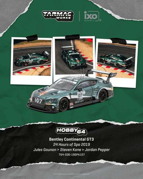 Pictrue of a Bentley Continental GT3 - IXO 1/64 Diecast Car by Tarmac Works T64-030-19SPA107