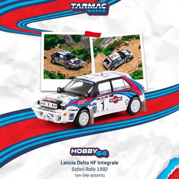 Pictrue of a Lancia Delta HF Integrale 1/64 Diecast Car by Tarmac Works T64-049-92SAF01