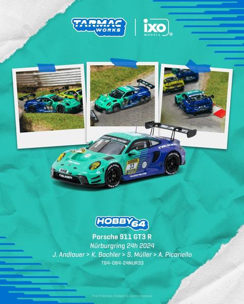 Pictrue of a Porsche 911 GT3 R (992) - ixo 1/64 Diecast Car by Tarmac Works T64-084-24NUR33