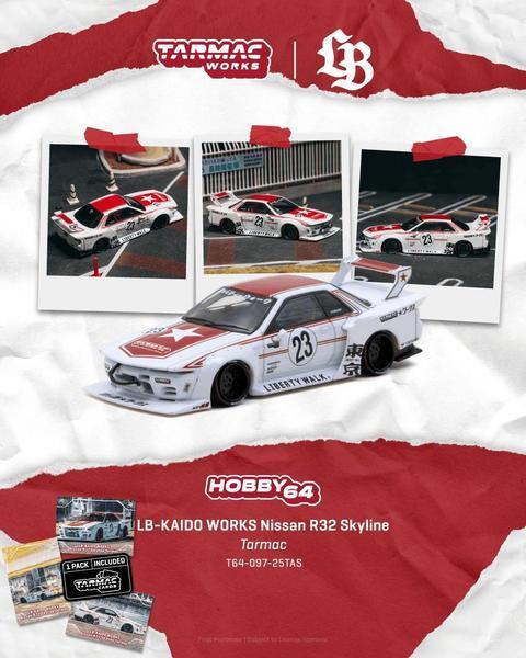 Pictrue of a LB-Kaido Works Nissan R32 Skyline 1/64 Diecast Car by Tarmac Works T64-097-25TAS