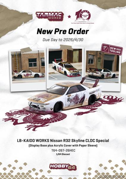 Pictrue of a LB-Kaido Works Nissan R32 Skyline 1/64 Diecast Car by Tarmac Works T64-097-26HEC