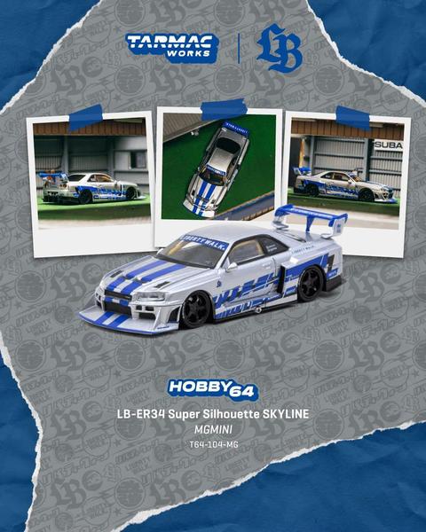 Pictrue of a LB-ER34 Super Silhouette Skyline 1/64 Diecast Car by Tarmac Works T64-104-MG