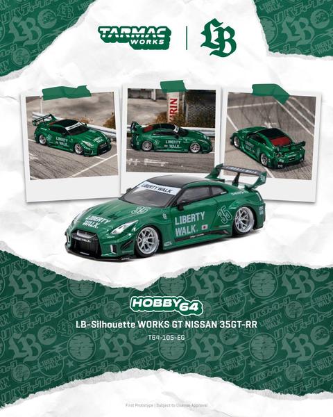 Pictrue of a LB-Silhouette Works GT Nissan 35GT-RR 1/64 Diecast Car by Tarmac Works T64-105-EG