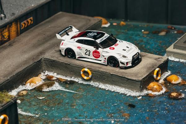 The Front of the LB-Silhouette Works GT Nissan 35GT-RR 1/64 Diecast Car by Tarmac Works