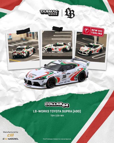 Pictrue of a LB-Works Toyota Supra (A90) - CM Model 1/64 Diecast Car by Tarmac Works T64-109-WH