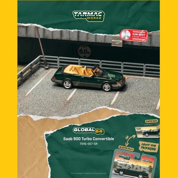 Pictrue of a Saab 900 Turbo Convertible 1/64 Diecast Car by Tarmac Works T64G-067-GR