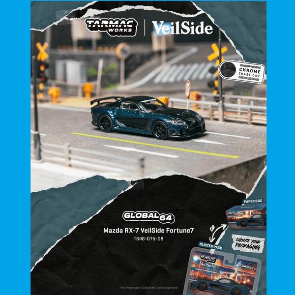 Pictrue of a Mazda RX-7 VeilSide Fortune7 1/64 Diecast Car by Tarmac Works T64G-075-DB