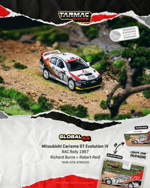 Pictrue of a Mitsubishi Lancer Evolution IV 1/64 Diecast Car by Tarmac Works T64G-076-97RAC02