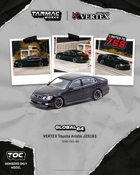 Pictrue of a VERTEX Toyota Aristo JZS161 1/64 Diecast Car by Tarmac Works T64G-081-BK