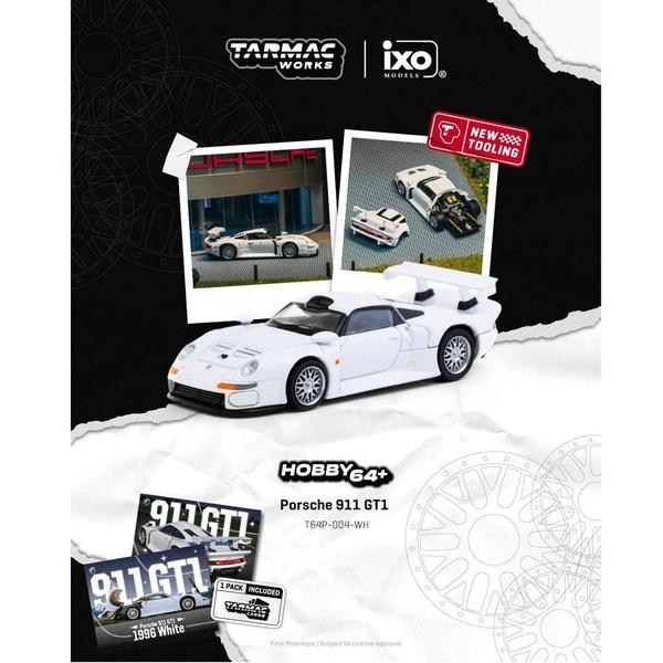 Pictrue of a Porsche 911 GT1 - ixo 1/64 Diecast Car by Tarmac Works T64P-004-WH