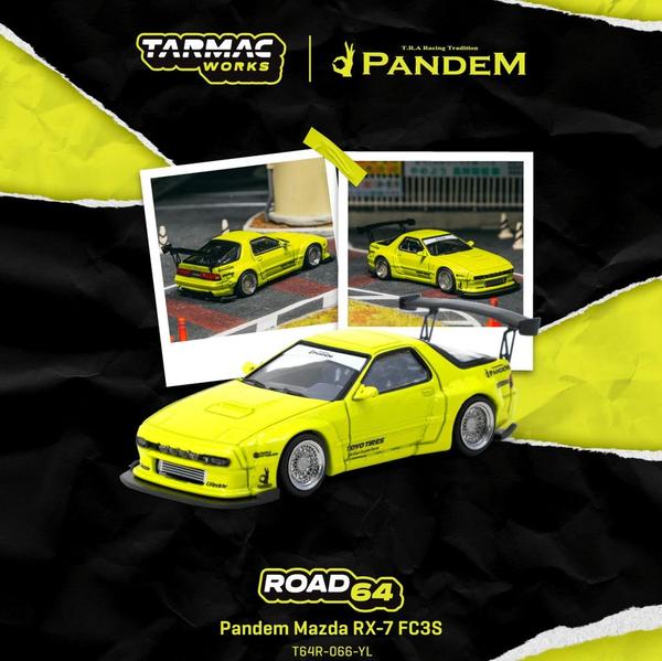 Pictrue of a Pandem Mazda RX-7 FC3S 1/64 Diecast Car by Tarmac Works T64R-066-YL