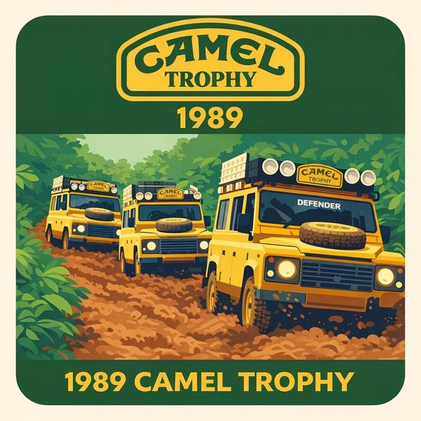 Image of 1989 Camel Trophy - Amazon's logo.