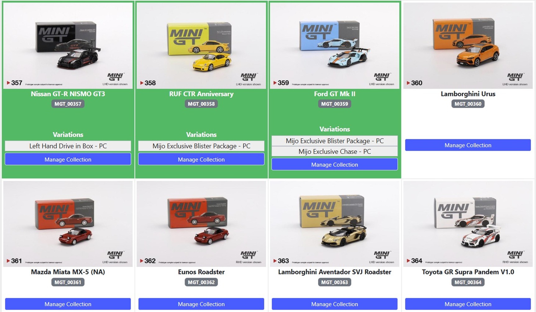 Picture of the user's collection page.