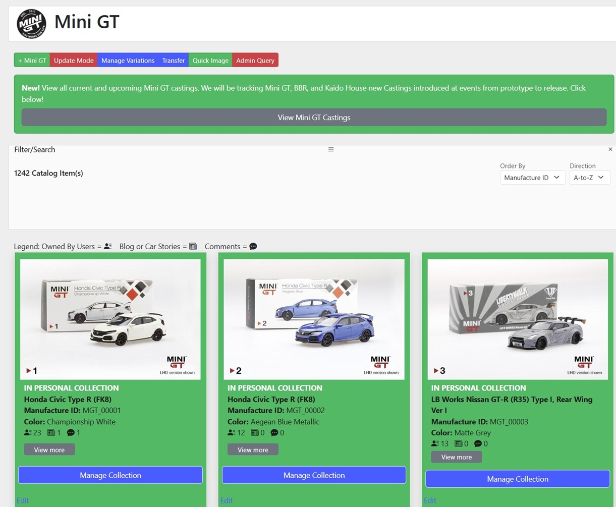 A picture of the Mini GT catalog.